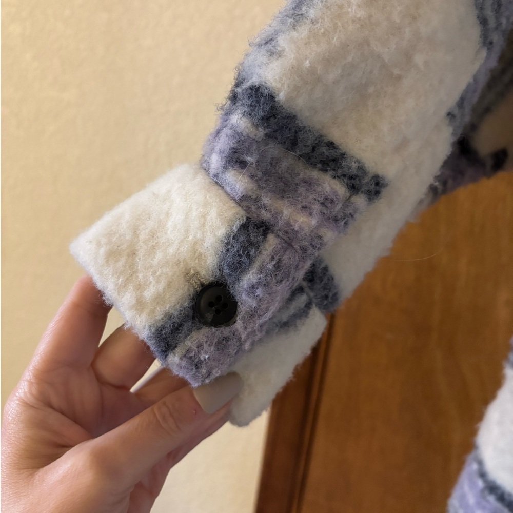 Zara Checkered Teddy Jacket - Purple and Green - Picture 8 of 11